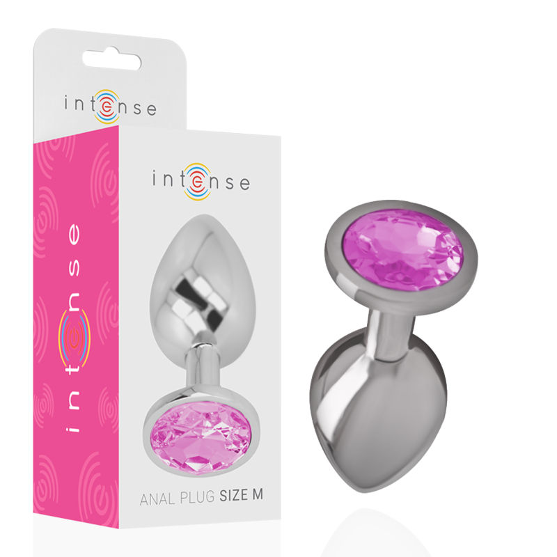 INTENSE ANAL TOYS Plug Anal Métal Aluminium Cristal Rose Taille M - Aura Intime