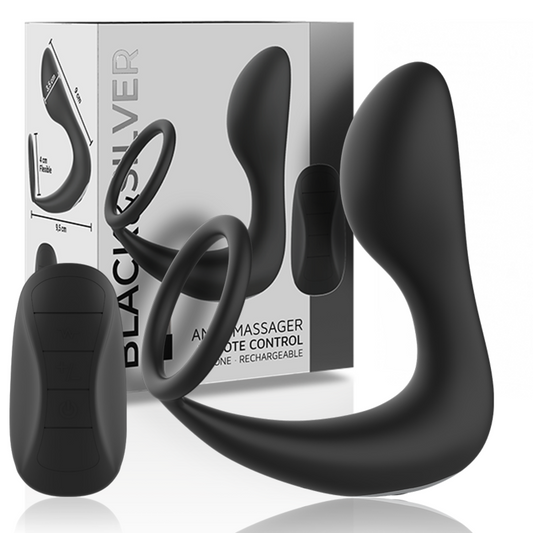 BLACK&SILVER MASSEUR ANAL TÉLÉCOMMANDE RECHARGEABLE SILICONE NOIR - Aura Intime