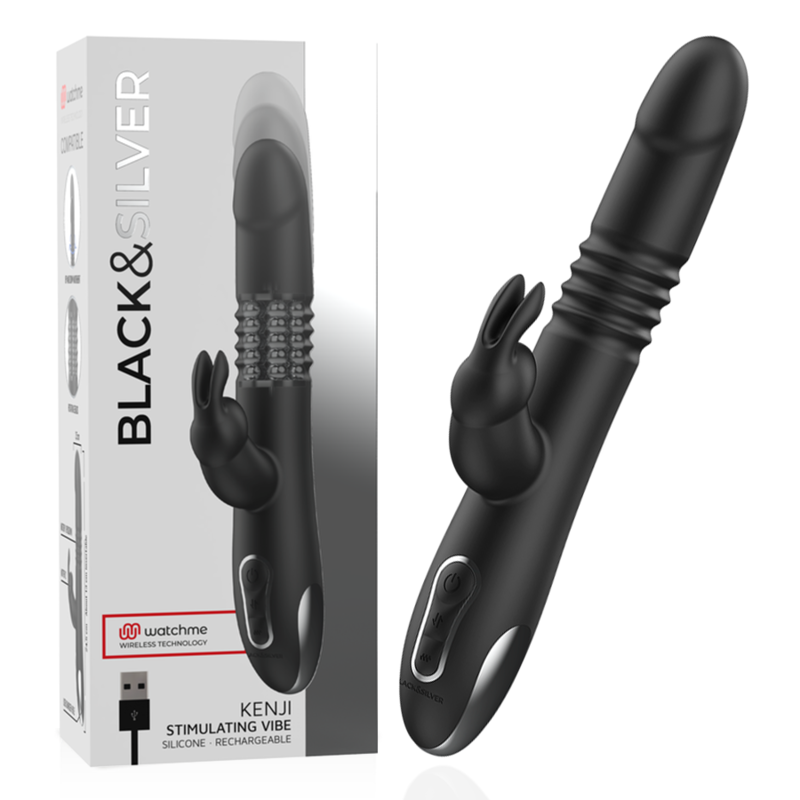 BLACK&SILVER Kenji Vibromasseur Rabbit Up & Down + Télécommande Watchme — vue détaillée