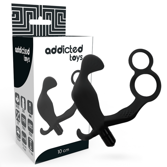 ADDICTED TOYS Plug Anal Double Anneau Pénis Testicules Noir - Aura Intime