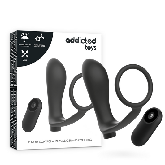 ADDICTED TOYS Anneau Pénis Télécommande Plug Anal Noir Rechargeable - Aura Intime