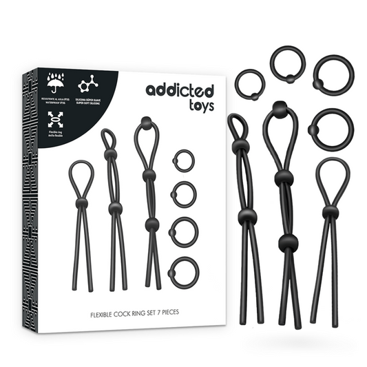 ADDICTED TOYS Ensemble Danneau Pénial Flexible Silicone 7 Pièces - Aura Intime