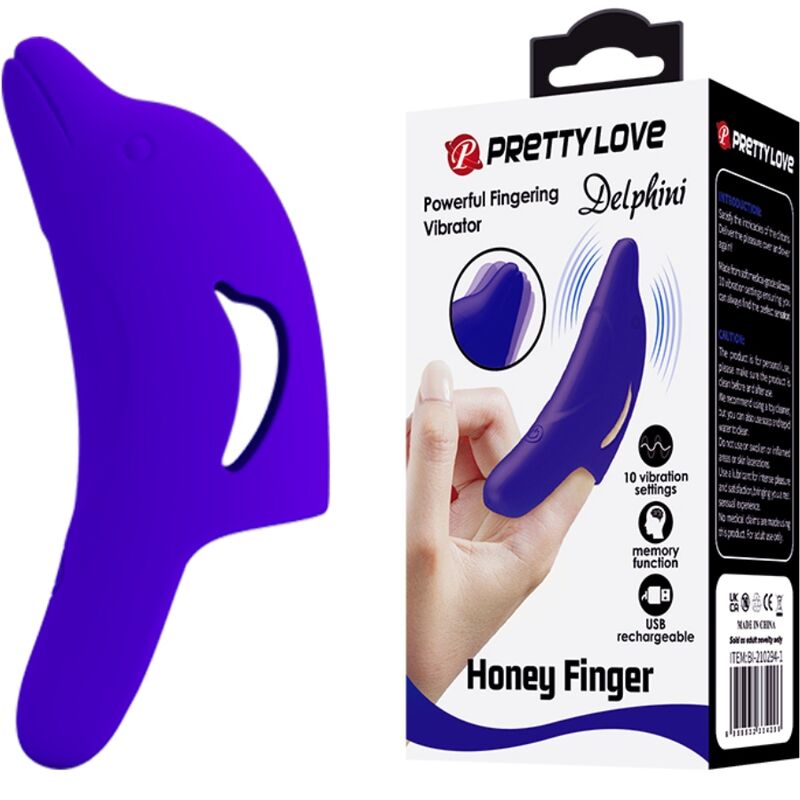 PRETTY LOVE Puissant Stimulateur Doigts Bleu Foncé Delphini - Aura Intime