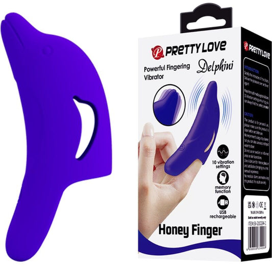 PRETTY LOVE Puissant Stimulateur Doigts Bleu Foncé Delphini - Aura Intime