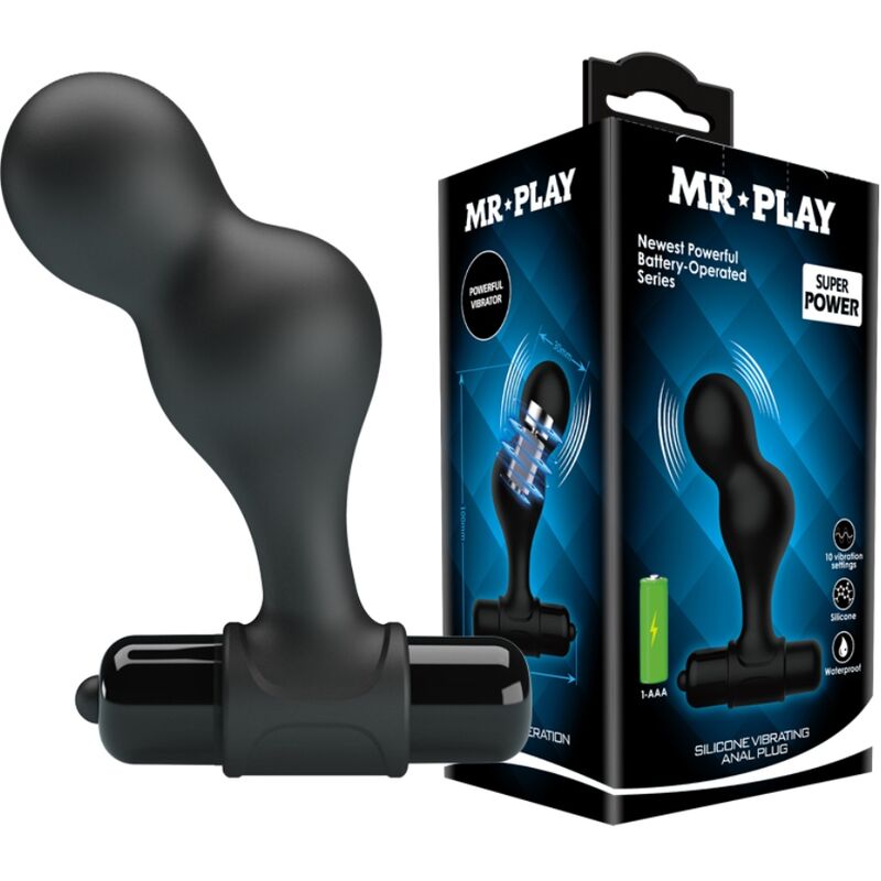 MR PLAY Plug Anal Vibrateur Silicone Noir - Aura Intime