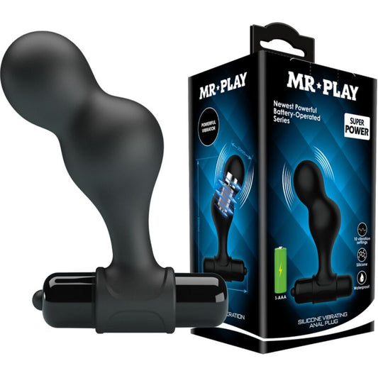 MR PLAY Plug Anal Vibrateur Silicone Noir - Aura Intime