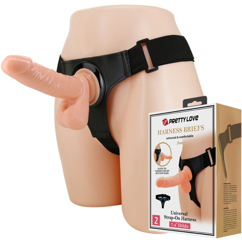 PRETTY LOVE - Harness Slips Universal Harness with Dildo Tom 20 cm Natural