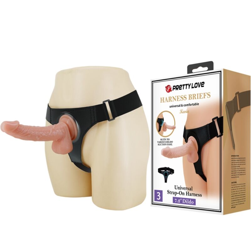 PRETTY LOVE SLIP HARNAIS HARNAIS UNIVERSEL GODE KEVIN 19 CM NATUREL - Aura Intime