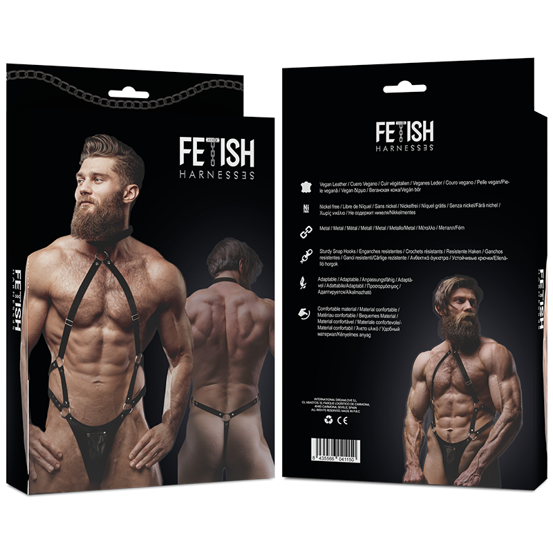 FETISH SUBMISSIVE ATTITUDE Harnais Jock Strap Cuir Écologique Hommes — vue détaillée