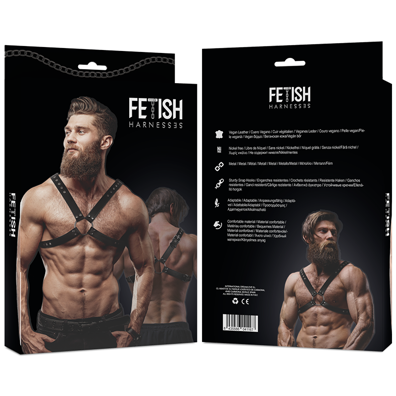 FETISH SUBMISSIVE ATTITUDE Harnais Cuir Écologique Hommes Poitrine Croisée — vue détaillée