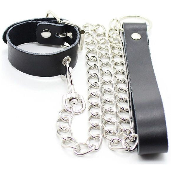 OHMAMA FETISH Collier Pénis Bracelet Cuir Chaîne Métallique - Aura Intime