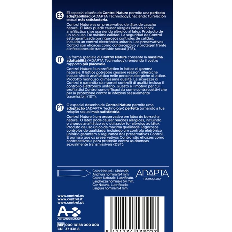 CONTROL CONDOMS Préservatifs Adapta Nature 6 Unités — vue détaillée