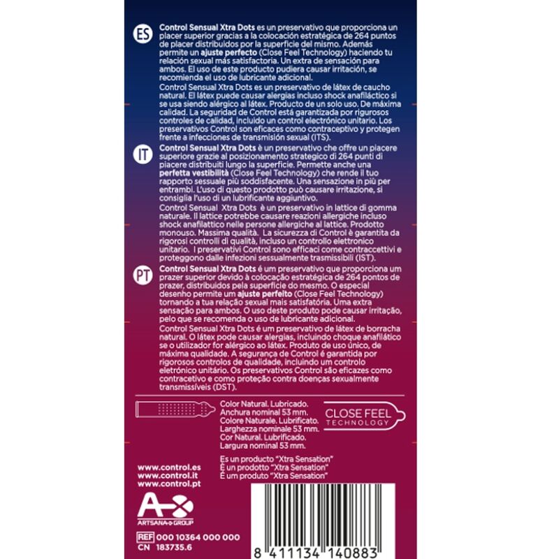CONTROL CONDOMS Xtra Dots 12 Uds — vue détaillée