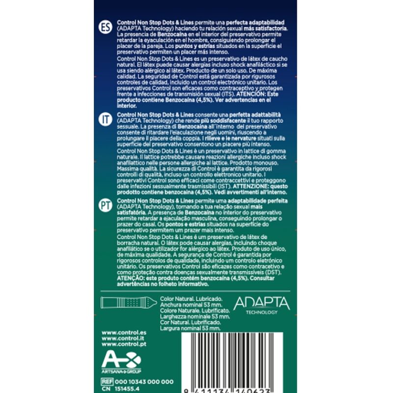 CONTROL CONDOMS Nonstop Dots And Lines Condoms 12 Units — vue détaillée