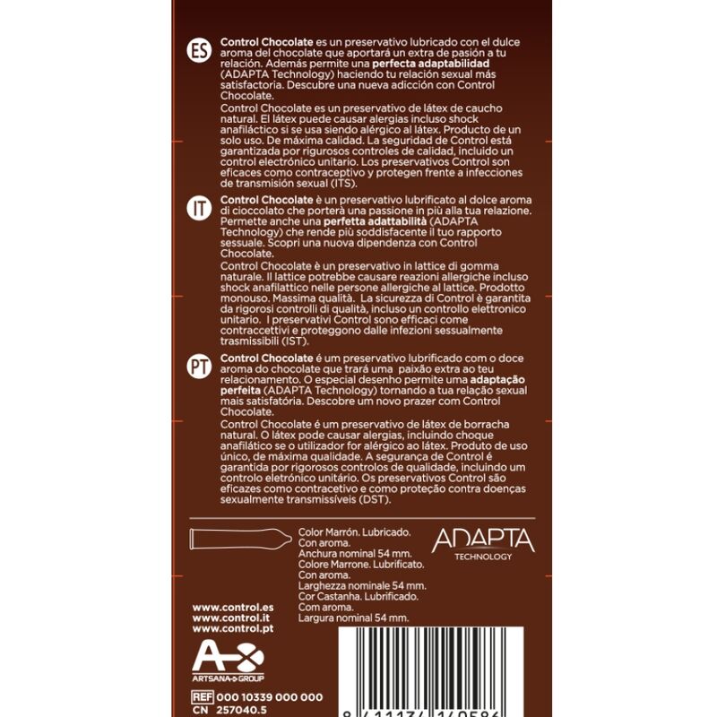 CONTROL CONDOMS ADAPTA CHOCOLATE CONDOMS 12 UNITS — vue détaillée