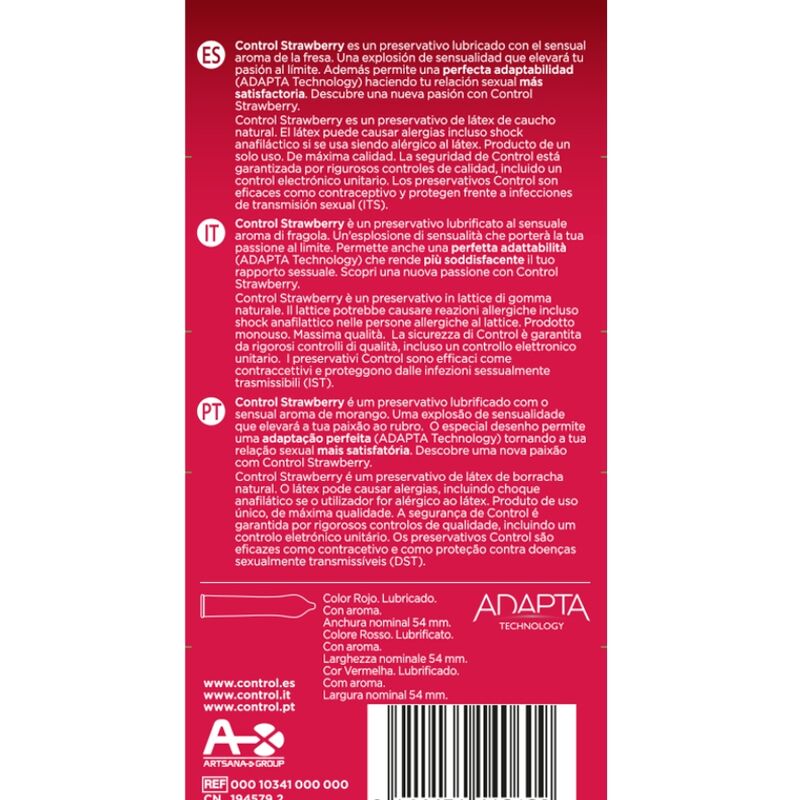 CONTROL CONDOMS ADAPTATION FRAISE 12 UNITÉS — vue détaillée