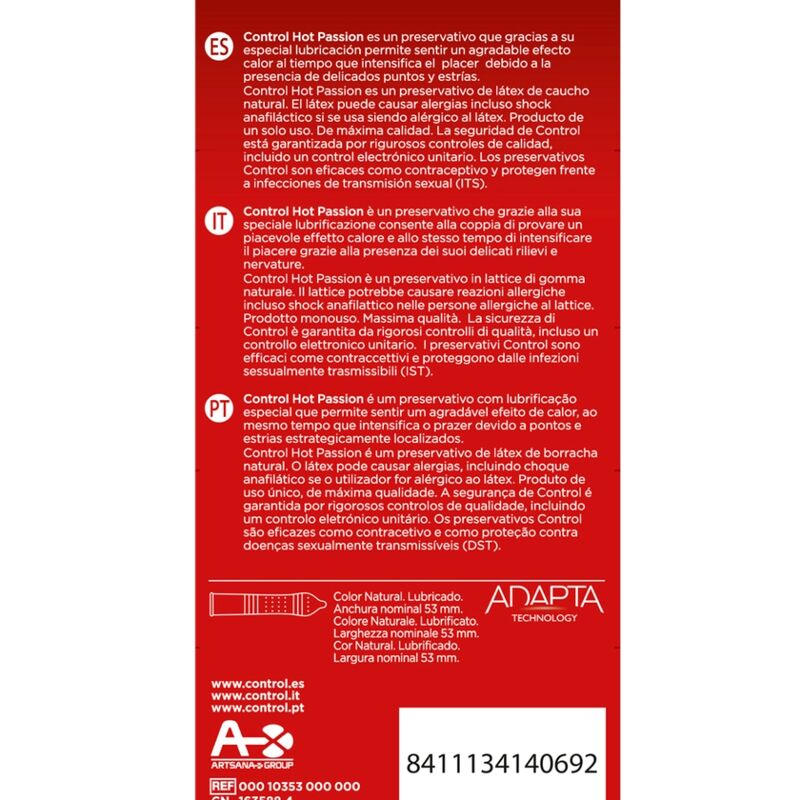 CONTROL CONDOMS Effet Réchauffant Hot Passion 10 Unités — vue détaillée