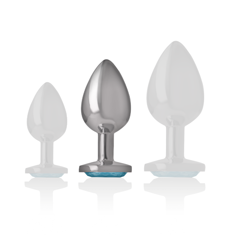 INTENSE ANAL TOYS Plug Anal Métal Aluminium Coeur Bleu Taille M — accessoires inclus