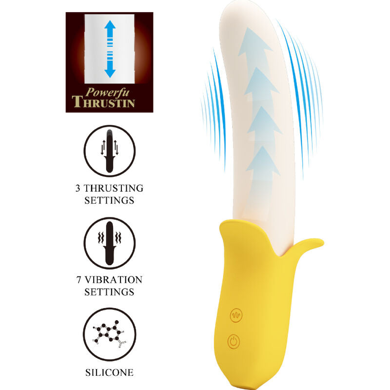 PRETTY LOVE BANANA GEEK SUPER POWER 7 VIBRATIONS UP&DOWN SILICONE NOIR — vue alternative