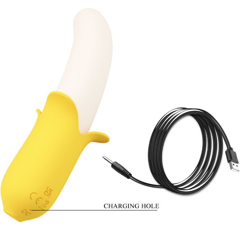 PRETTY LOVE BANANA GEEK SUPER POWER 7 VIBRATIONS UP&DOWN SILICONE NOIR — accessoires inclus