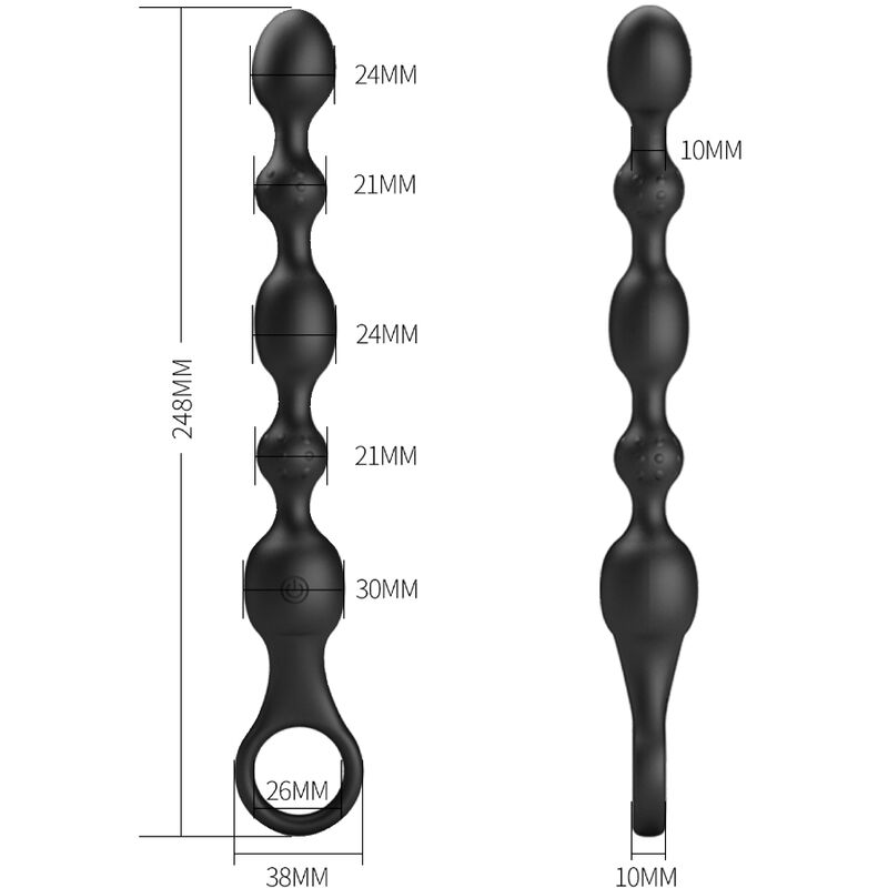 PRETTY LOVE Balles Anal Van 10 Vibrations Rechargeables Silicone — accessoires inclus