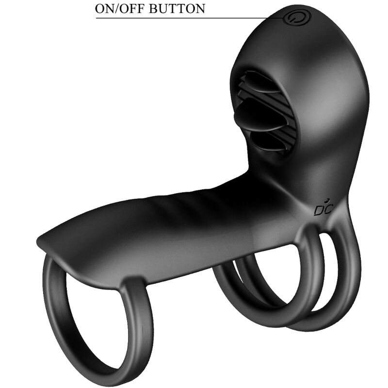 PRETTY LOVE - Gaine Pénis Jammy 12 Vibrations Avec Langue En Silicone Rechargeable