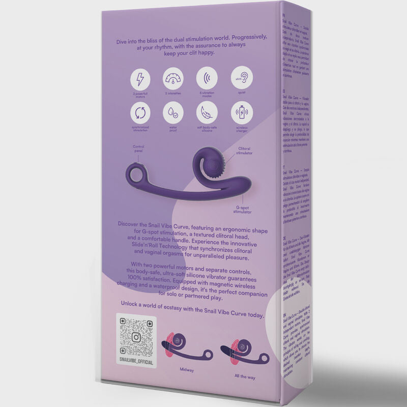 SNAIL VIBE Vibrateur Courbe Violet — accessoires inclus