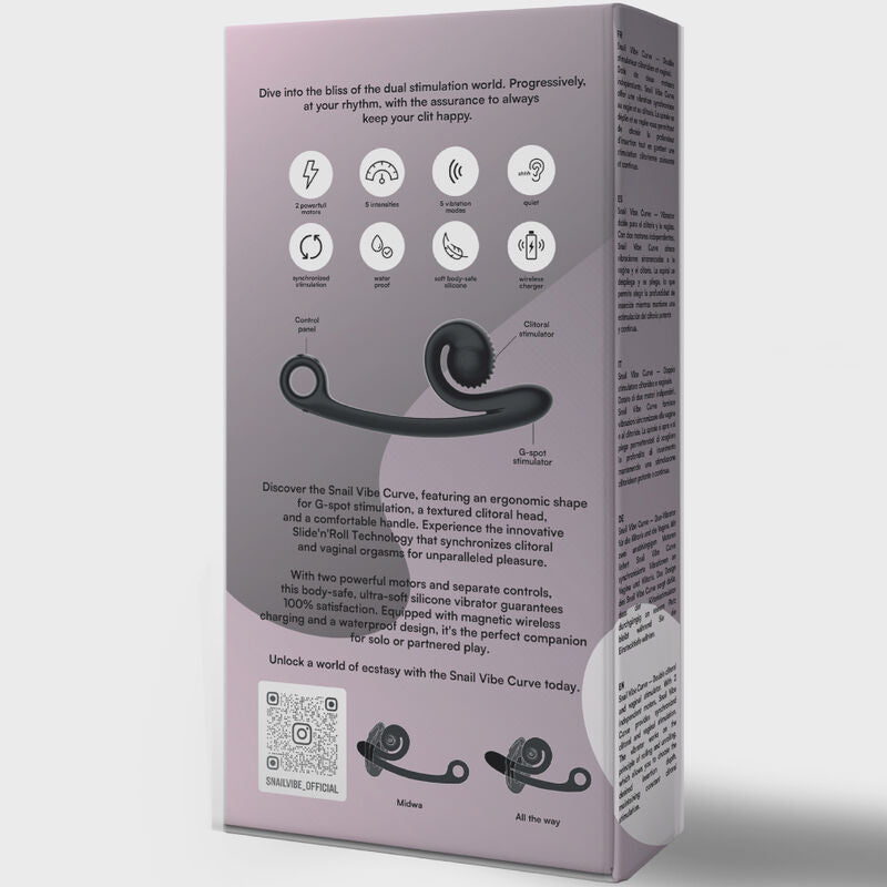 SNAIL VIBE Vibrateur Courbe Noir — accessoires inclus
