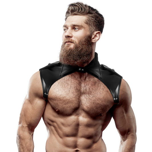 FETISH SUBMISSIVE ATTITUDE Harnais Cou Réglable Éco-Cuir Hommes Brigade - Aura Intime