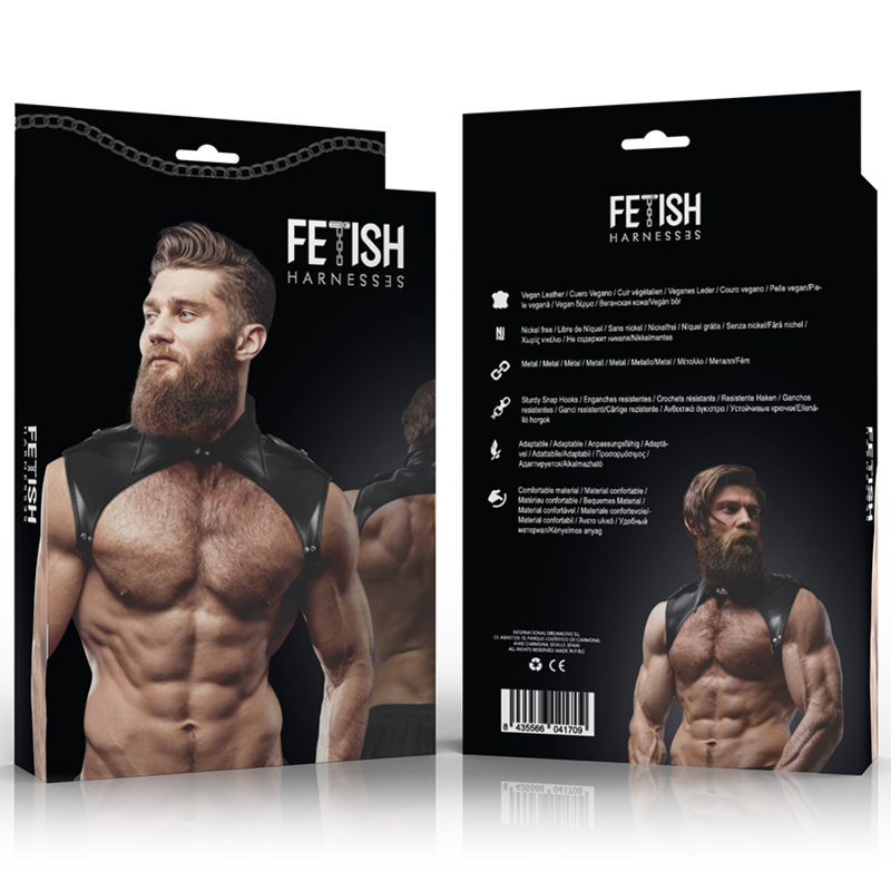 FETISH SUBMISSIVE ATTITUDE Harnais Cou Réglable Éco-Cuir Hommes Brigade — vue détaillée