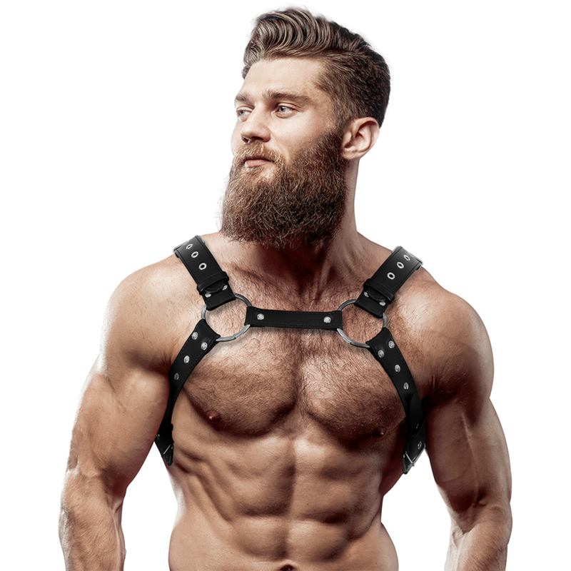FETISH SUBMISSIVE ATTITUDE Harnais Poitrine Éco-Cuir Hommes Clous - Aura Intime