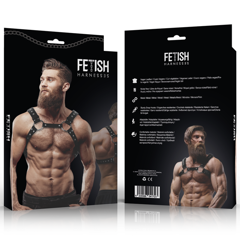 FETISH SUBMISSIVE ATTITUDE Harnais Poitrine Éco-Cuir Hommes Clous — vue détaillée