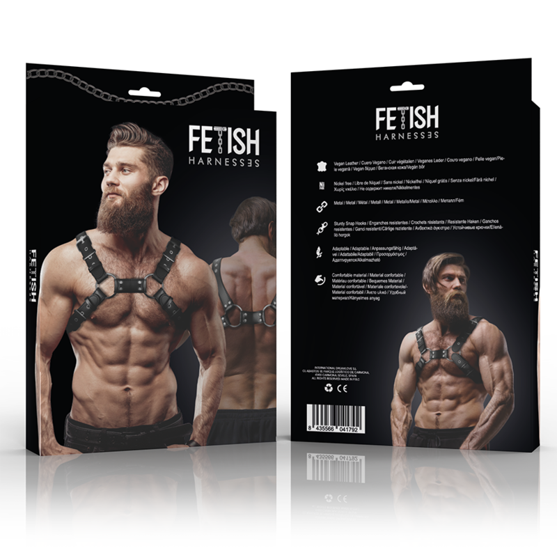 FETISH SUBMISSIVE ATTITUDE Harnais Poitrine Réglable Cuir Écologique Hommes Bulldog — vue détaillée