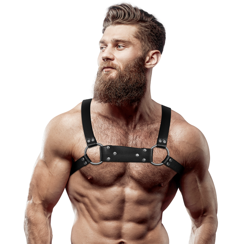 FETISH SUBMISSIVE ATTITUDE Harnais Poitrine Bulldog Cuir Écologique Hommes Taille M/L - Aura Intime