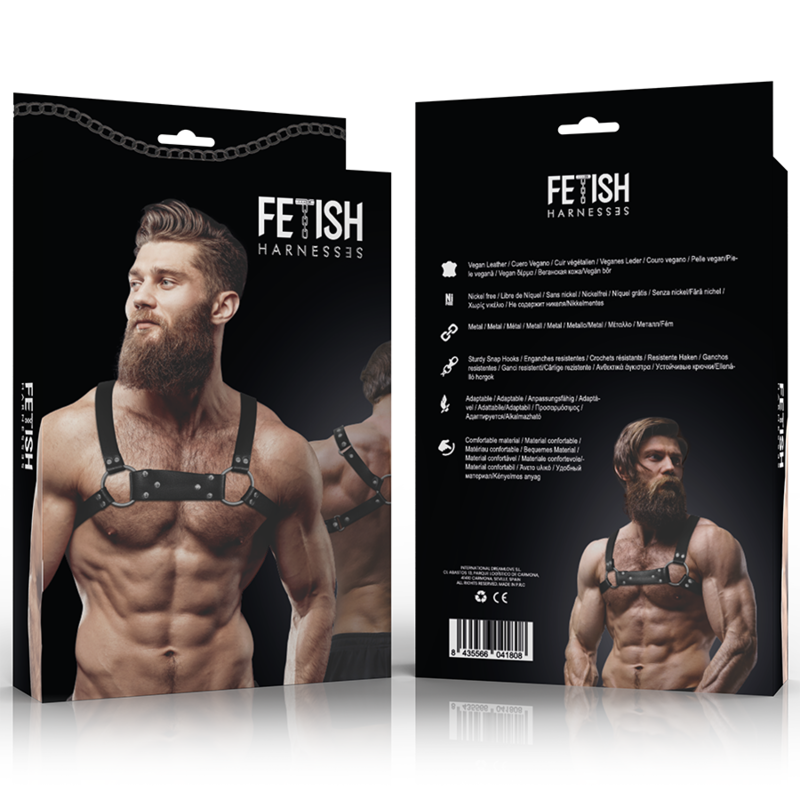 FETISH SUBMISSIVE ATTITUDE Harnais Poitrine Bulldog Cuir Écologique Hommes Taille M/L — vue détaillée