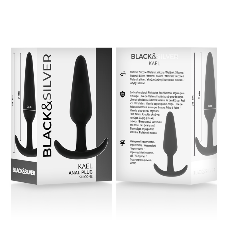 BLACK&SILVER Plug Anal Silicone Kael Poignée Moyenne — accessoires inclus