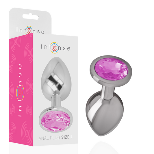 INTENSE ANAL TOYS Plug Anal Métal Aluminium Cristal Rose Taille L - Aura Intime