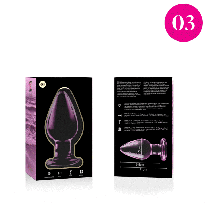 NEBULA SERIES BY IBIZA Plug Anal Modèle 3 Verre Borosilicate Rose 11 Cm -O- 5 Cm — vue arrière