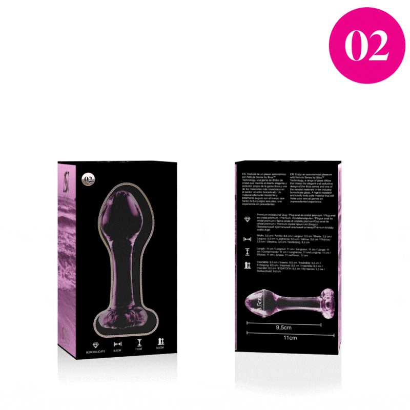 NEBULA SERIES BY IBIZA Plug Anal Modèle 2 Verre Borosilicate Rose 11 Cm -O- 3.5 Cm — vue arrière