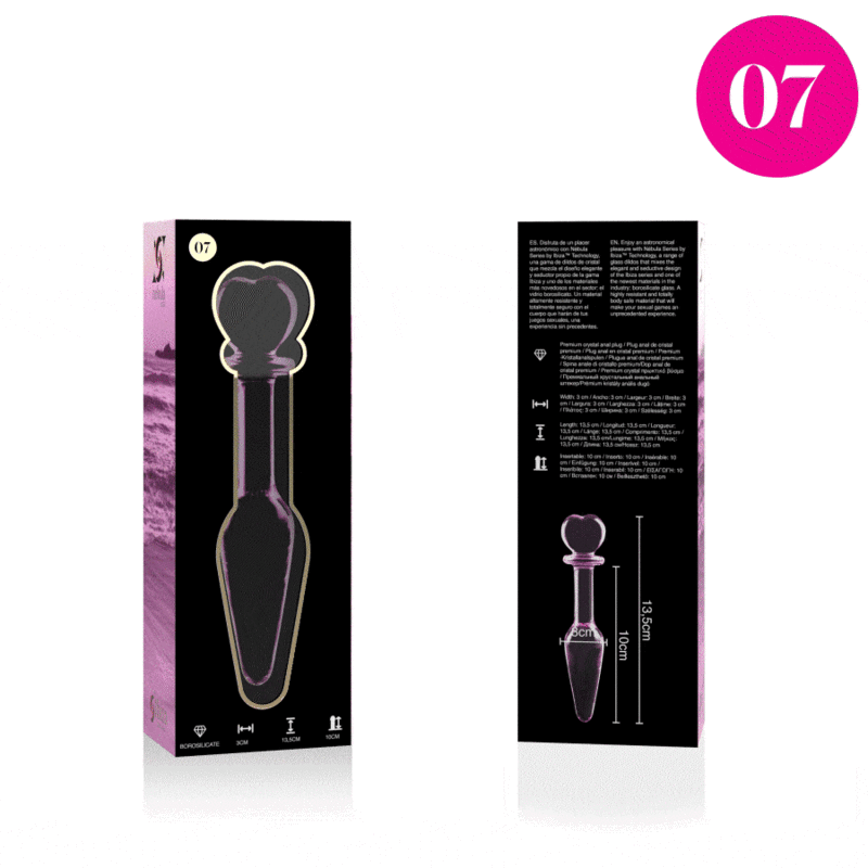 NEBULA SERIES BY IBIZA Plug Anal Modèle 7 Verre Borosilicate Rose 13.5 Cm -O- 3 Cm — vue arrière
