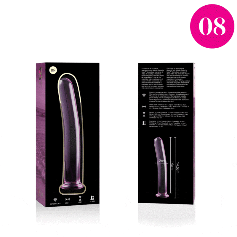 NEBULA SERIES BY IBIZA Modèle 8 Gode Verre Borosilicate Rose 14.5 Cm -O- 2 Cm — vue arrière