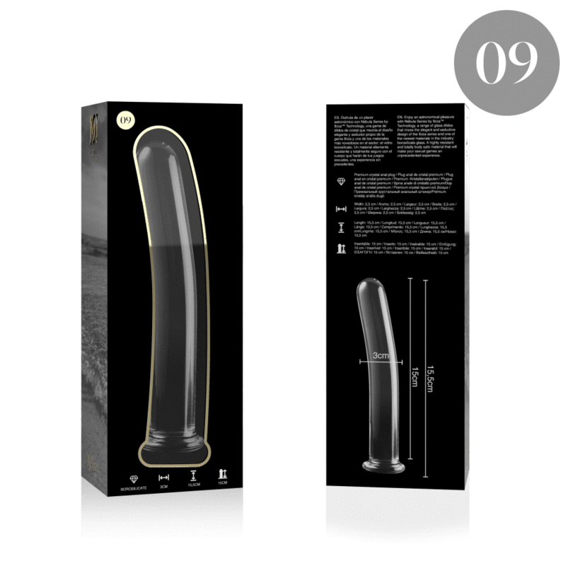 NEBULA SERIES BY IBIZA Modèle 9 Gode Verre Borosilicate Clair 15.5 Cm -O- 2.5 Cm — vue arrière