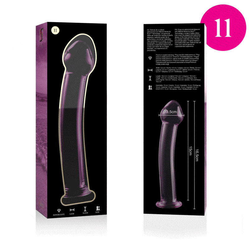 NEBULA SERIES BY IBIZA Modèle 11 Gode Verre Borosilicate Rose 16 Cm -O- 3 Cm — vue arrière