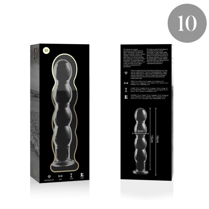 NEBULA SERIES BY IBIZA Modèle 10 Gode Verre Borosilicate Clair 16.5 Cm -O- 3.5 Cm — vue arrière
