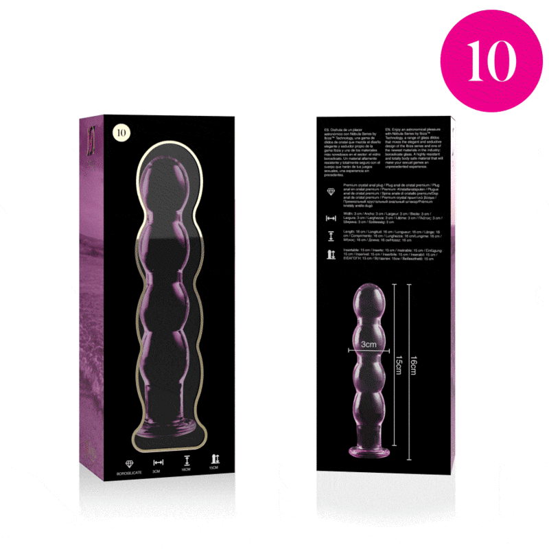 NEBULA SERIES BY IBIZA Modèle 10 Gode Verre Borosilicate Rose 16.5 Cm -O- 3.5 Cm — vue arrière