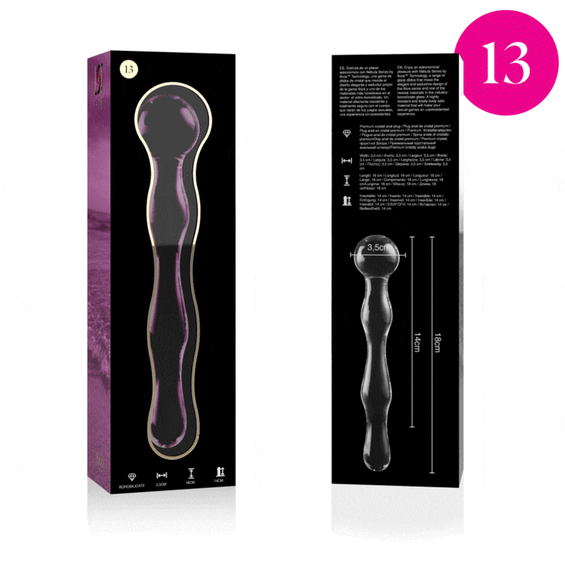 NEBULA SERIES BY IBIZA Modèle 13 Gode Verre Borosilicate Rose 18 Cm -O- 3.5 Cm — vue arrière