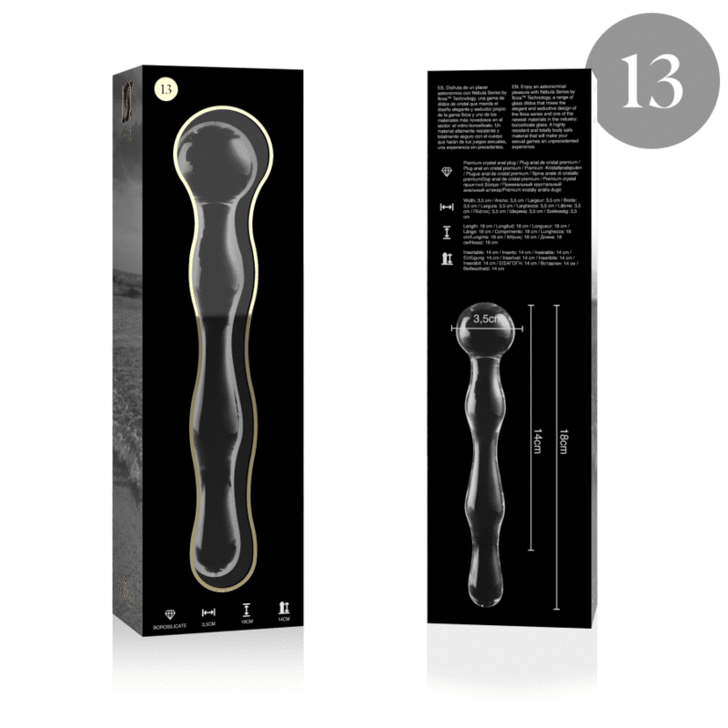NEBULA SERIES BY IBIZA Modèle 13 Gode Verre Borosilicate Clair 18 Cm -O- 3.5 Cm — vue arrière
