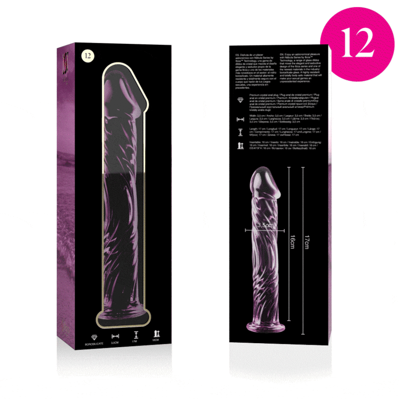 NEBULA SERIES BY IBIZA Modèle 12 Gode Verre Borosilicate Rose 17 Cm -O- 3.5 Cm — vue arrière