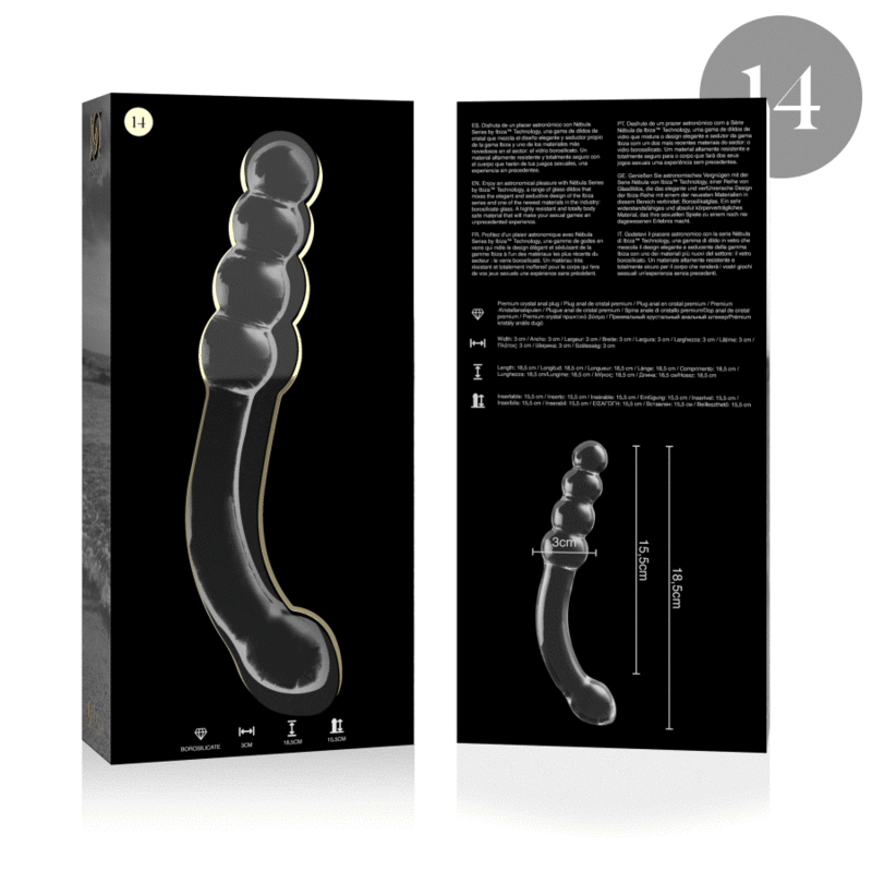 NEBULA SERIES BY IBIZA Modèle 14 Gode Verre Borosilicate Clair 18.5 Cm -O- 3 Cm — vue arrière