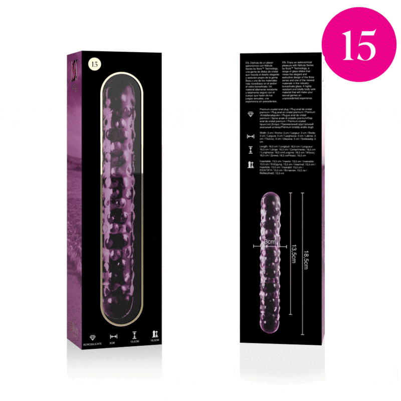 NEBULA SERIES BY IBIZA Modèle 15 Gode Verre Borosilicate Rose 18.5 Cm -O- 3 Cm — vue arrière